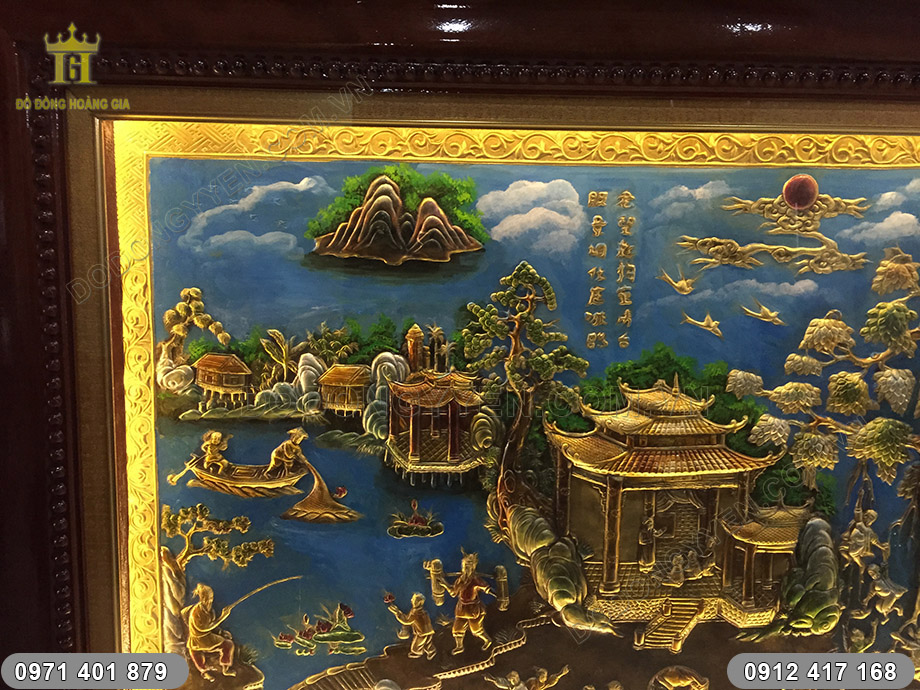 tranh đồng qu&ecirc; vẽ sơn dầu
